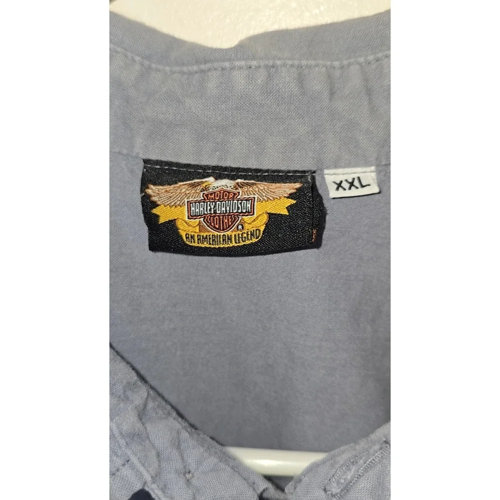 Harley Davidson Men's Work Shirt XXL Gray Button‎ Up Bar And Shield Made In USA